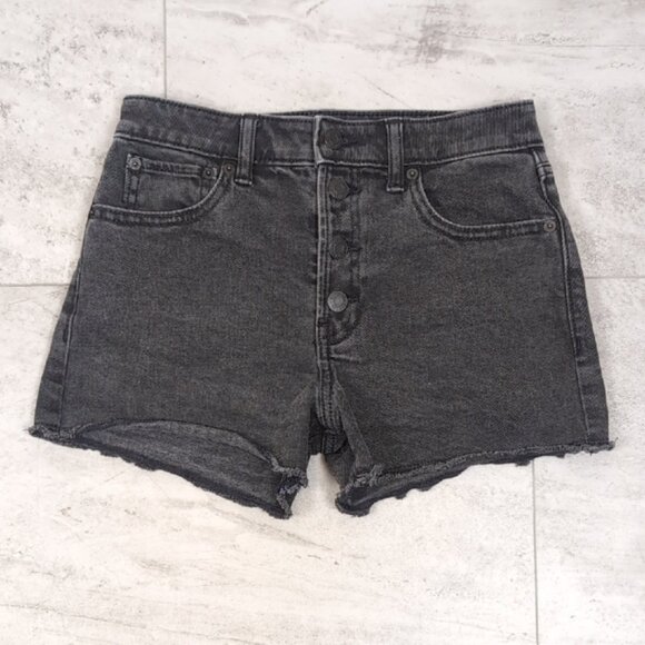 Gap High Rise Denim Shorts Cut Off Raw Hem Button Fly Vintage Wash Jean Bottoms - Picture 9 of 9